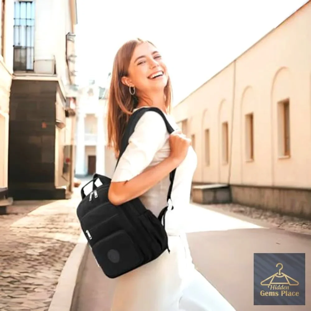 Mini Backpack Purse with Luggage Strap, Multiple Pockets, Water Resistant